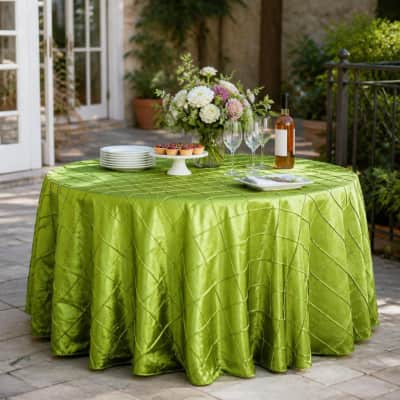 Tablecloth Apple Green Pintuck 120 inch Round thumbnail Party-Event 1/3