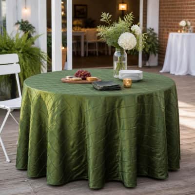 Tablecloth Willow Green Pintuck 120 inch Round thumbnail Party-Event 1/3