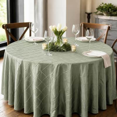 Tablecloth Sage Green Pintuck 120 inch Round thumbnail Party-Event 1/2