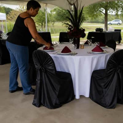 Black Chair Covers Universal Satin thumbnail Party-Event 1/5