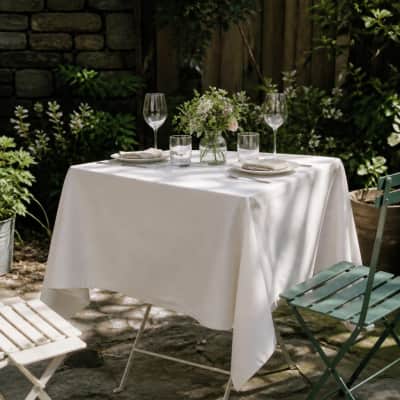 Ivory Tablecloth 70 x 70 inch Square Polyester thumbnail Party-Event 1/2