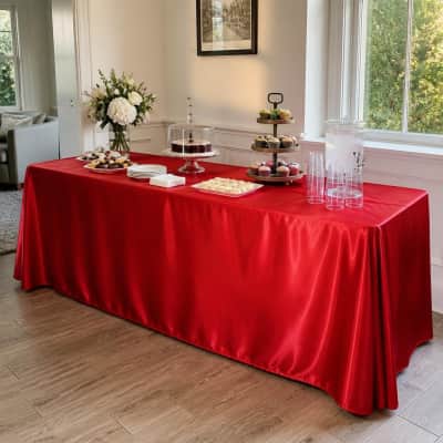 Red Tablecloth 90 x 156 inch Rectangle Satin  thumbnail Party-Event 1/3