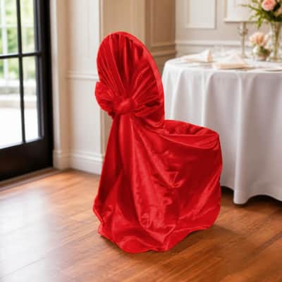 Red Chair Cover Universal Satin thumbnail Party-Event 1/4