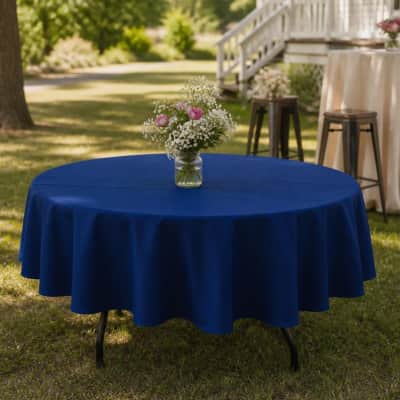 Navy Tablecloth 90 inch Round Polyester thumbnail Party-Event 1/3