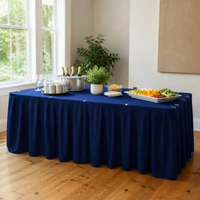Navy Table Skirt 17 foot Polyester thumbnail Party-Event 2/3