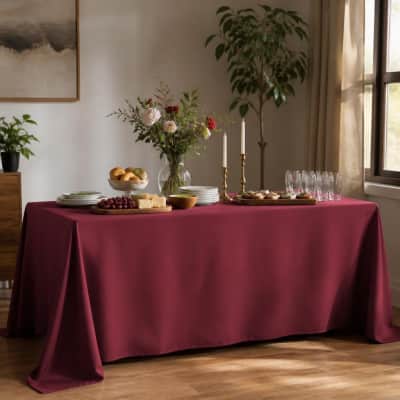 Burgundy Tablecloth / Skirt 90x156 inch Rectangle Polyester thumbnail Party-Event 1/3