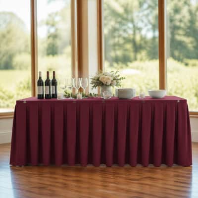 Burgundy Table Skirt 17 foot Polyester thumbnail Party-Event 1/2