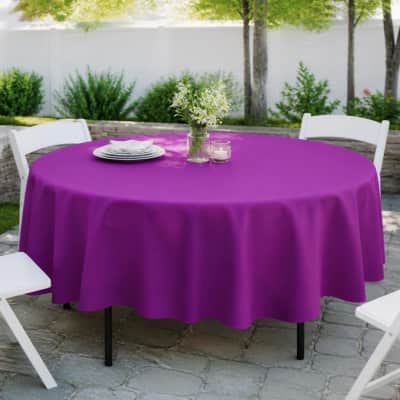 Eggplant Tablecloth 90 inch Round Polyester thumbnail Party-Event 1/3
