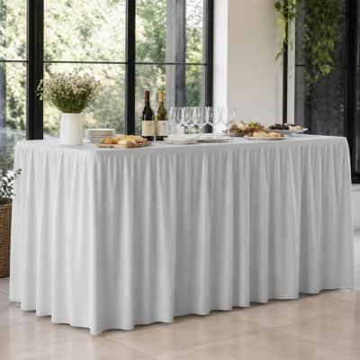 Silver Table Skirt 17 foot Polyester thumbnail Party-Event 1/3