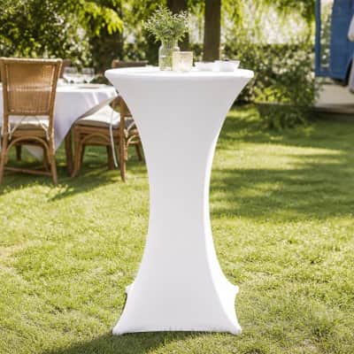 White Cocktail Table Cover Spandex thumbnail Party-Event 2/3