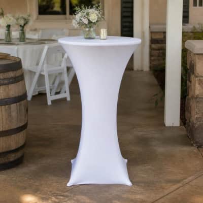 White Cocktail Table Cover Spandex thumbnail Party-Event 1/3