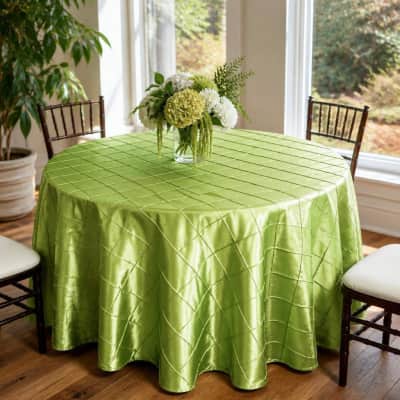 Apple Green Round Tablecloth Pintuck 120 inch thumbnail Party-Event 1/3