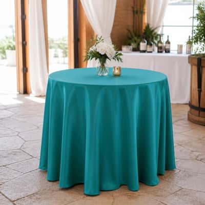 Turquoise Round Tablecloth Satin 120 inch thumbnail Party-Event 1/3