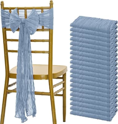 Chair Sash Dusty Blue Cheesecloth