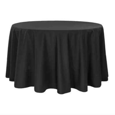 Polyester 132" Round Tablecloth - Black
