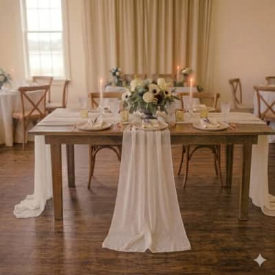 Table Runner Ivory Organza 14 x 108 inch