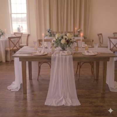 Table Runner White Organza 14 x 108 inch