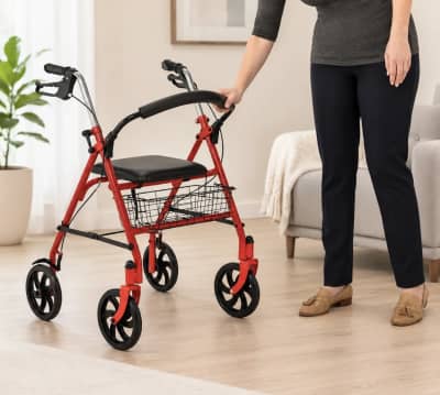 Folding Rollator Walker with 8" Wheels and Basket