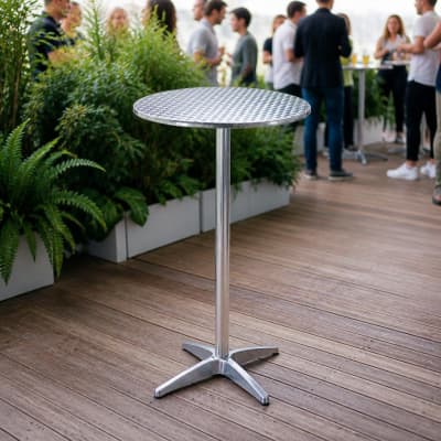 24 Inch Polished Steel Cocktail Table