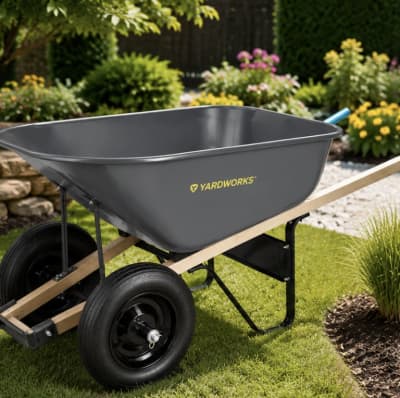 Yardworks Dual-Wheel Poly Garden Wheelbarrow