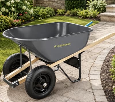 Yardworks Dual-Wheel Poly Garden Wheelbarrow