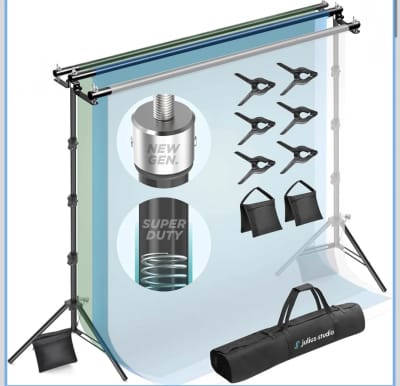 Adjustable 3-Rod Curtain Backdrop Stand