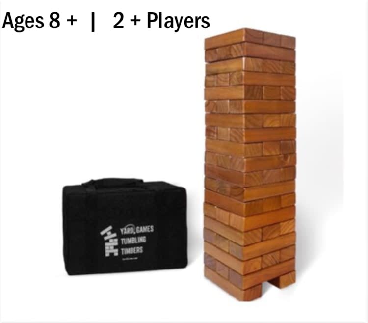 Large 2’ Stained Tumbling Timbers for rent in Broomall