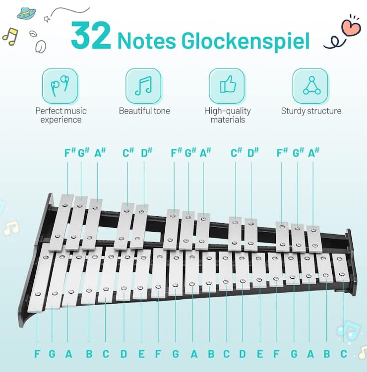 Giantex 32 Note Percussion Glockenspiel Bell Kit – photo 4 in Kanata