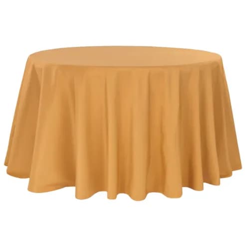Polyester 120" Round Tablecloth - Gold for rent in Nepean