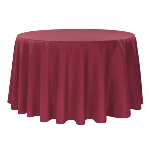 Polyester 120" Round Tablecloth - Burgundy for rent in Nepean
