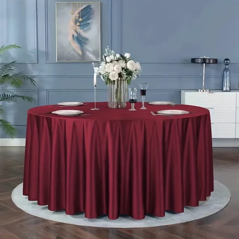 Polyester 120" Round Tablecloth - Burgundy – photo 2 in Nepean