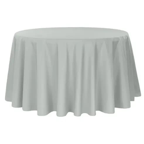 Polyester 132" Round Tablecloth - Silver for rent in Nepean