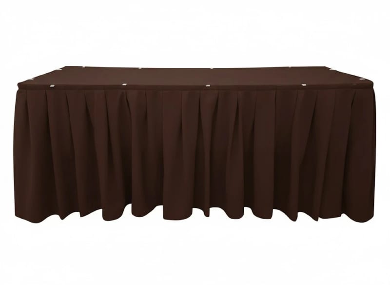 17 foot Rectangle Polyester Table Skirt Chocolate for rent in Arnprior