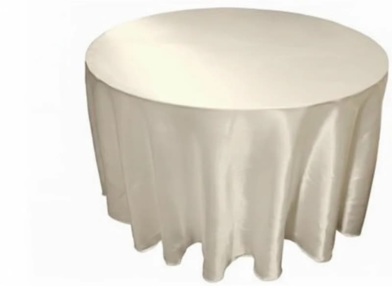 Tablecloth Ivory Satin 120 inch Round for rent in Kanata