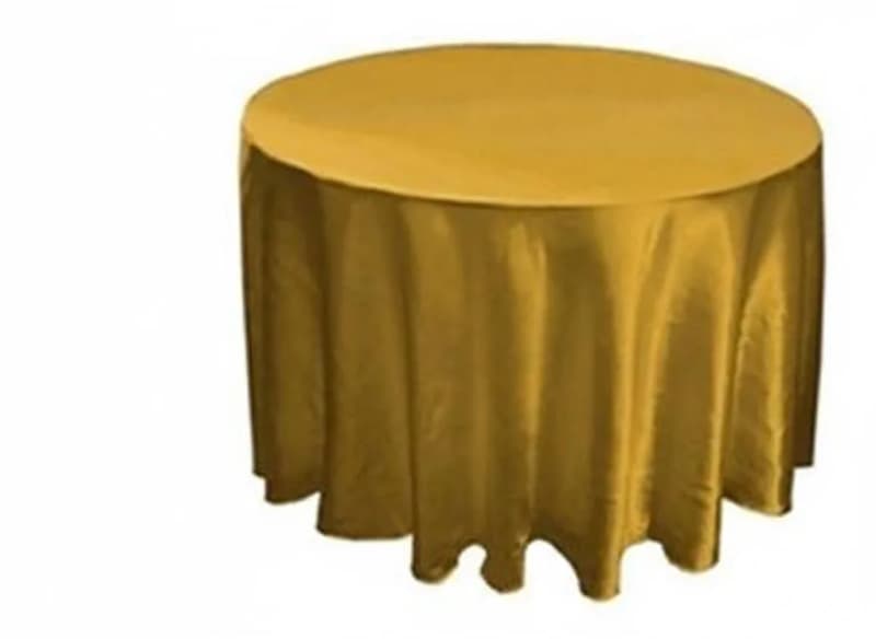 Tablecloth Gold Satin 120 inch Round for rent in Kanata
