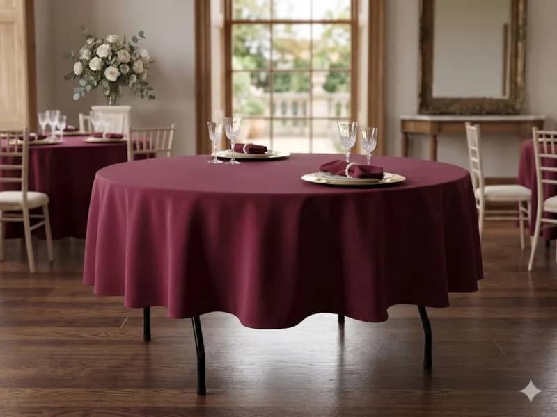 Tablecloth Burgundy Polyester 90 inch Round – photo 2 in Kanata