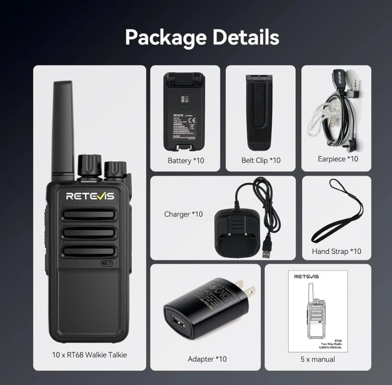 10 Retevis RT68 Walkie Talkies Radio – photo 7 in Kanata