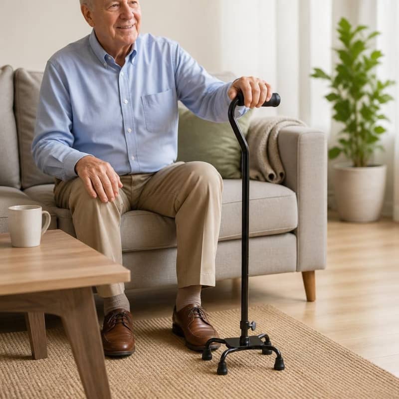 Adjustable Quad Walking Cane Mobility Aid Medical-Accessories 1/4
