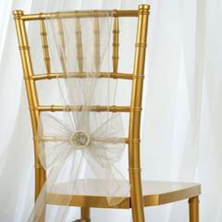 Chair Sash - Organza - Silver for rent in Ottawa