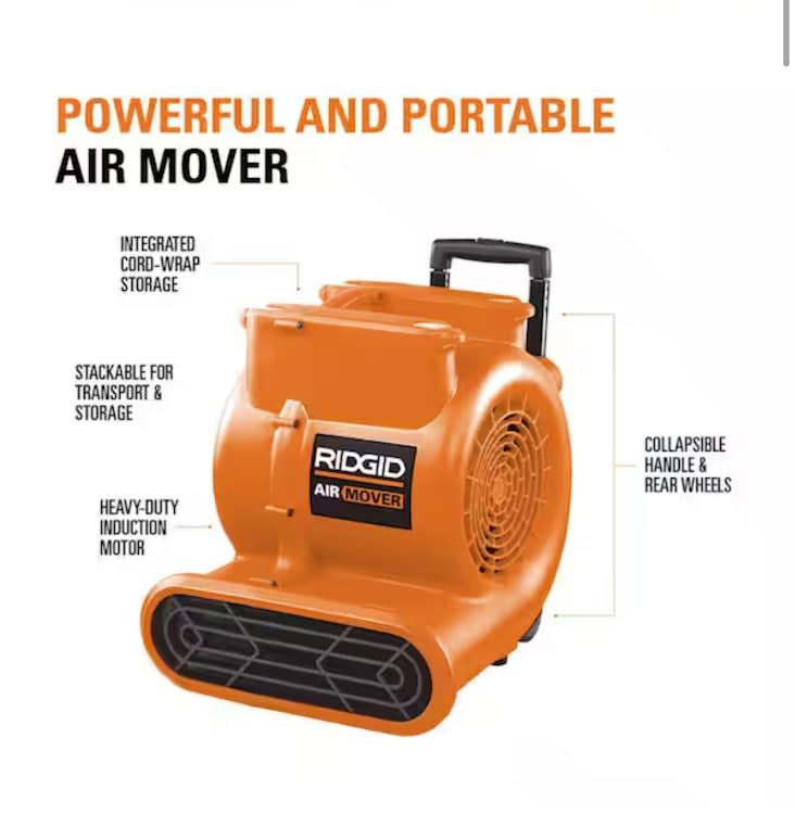 RIDGID 1625 CFM 3-Speed Portable Blower Fan Air Mover – photo 4 in Broomall