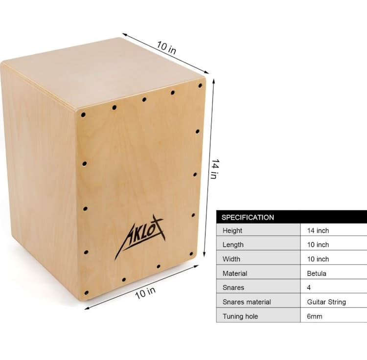 Aklot 10” Cajon Drum Compact Acoustic Jam Cajons Betula Wood – photo 3 in Kanata