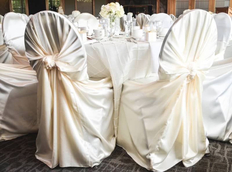 Elegant Ivory Satin Universal Chair Covers – photo 4 in Nepean