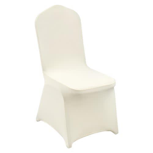 Universal Ivory Stretch Spandex Chair Covers for rent in Nepean