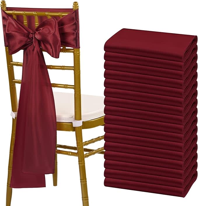 Rich Burgundy Satin Chair Sash for rent in Nepean
