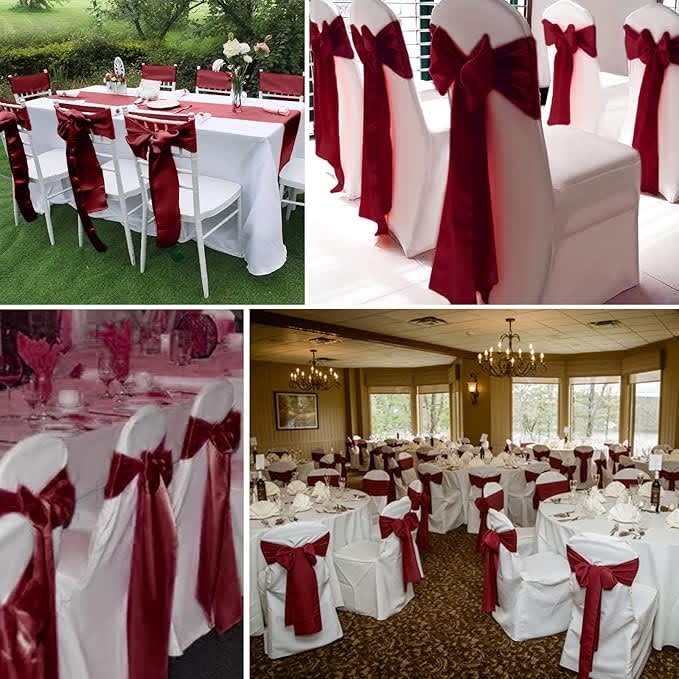 Rich Burgundy Satin Chair Sash – photo 3 in Nepean