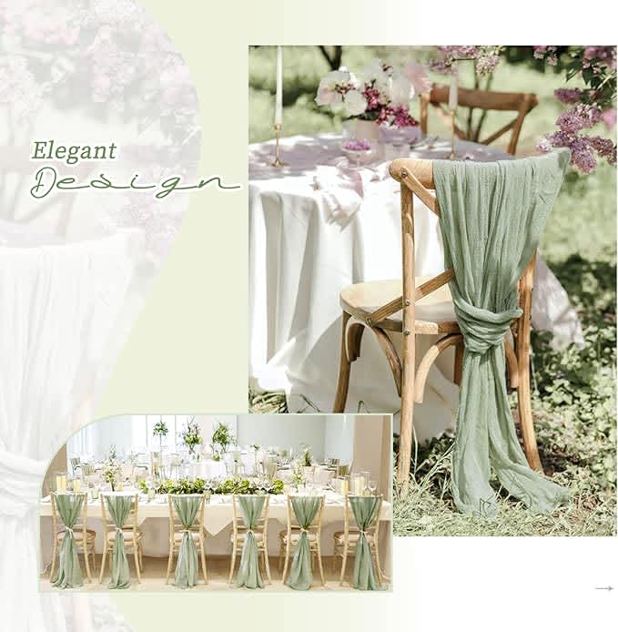Chair Sash Sage Green Cheesecloth – photo 3 in Kingston
