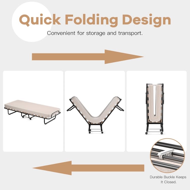 Rolling Folding Bed / Cot With Mattress – photo 4 in Ottawa