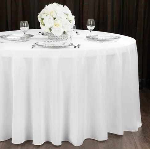 Polyester 132" Round Tablecloth - White – photo 2 in Nepean