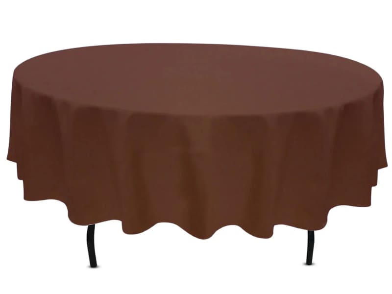 Chocolate Tablecloth 90 inch Round Polyester for rent in Orléans