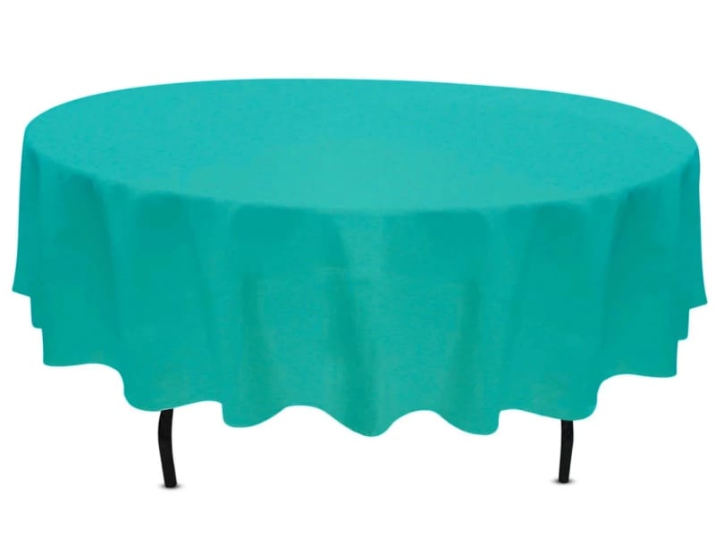 Turquoise Tablecloth 90 inch Round Polyester for rent in Orléans